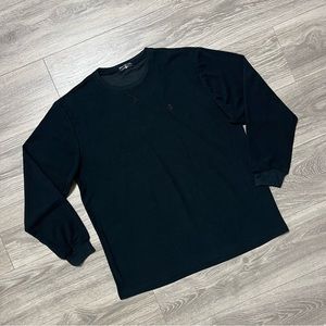 Matsuda Black Long Sleeve Thermal Pullover Crew Neck Knit Sweater Mens 2XL